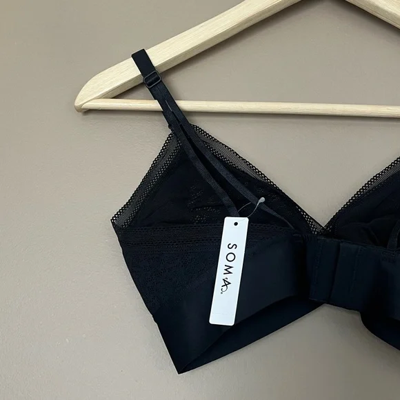 {Soma} Triangle Bralette with Lace in Black - Womens Large - NWT - Picture 7 of 13